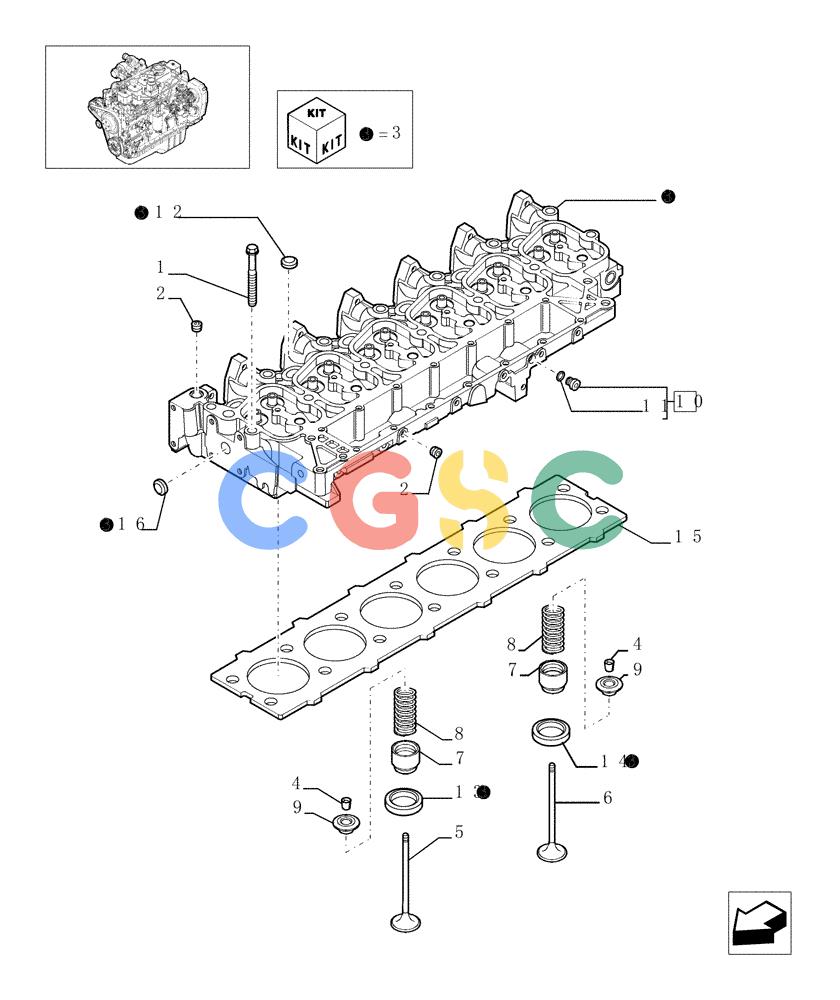神钢零件查询(F4GE9684C J600) - ENGINE 504124795 - 920019900 (1/13-) (0.06.0[01]) - CYLINDER HEAD (4895773) Kobelco
