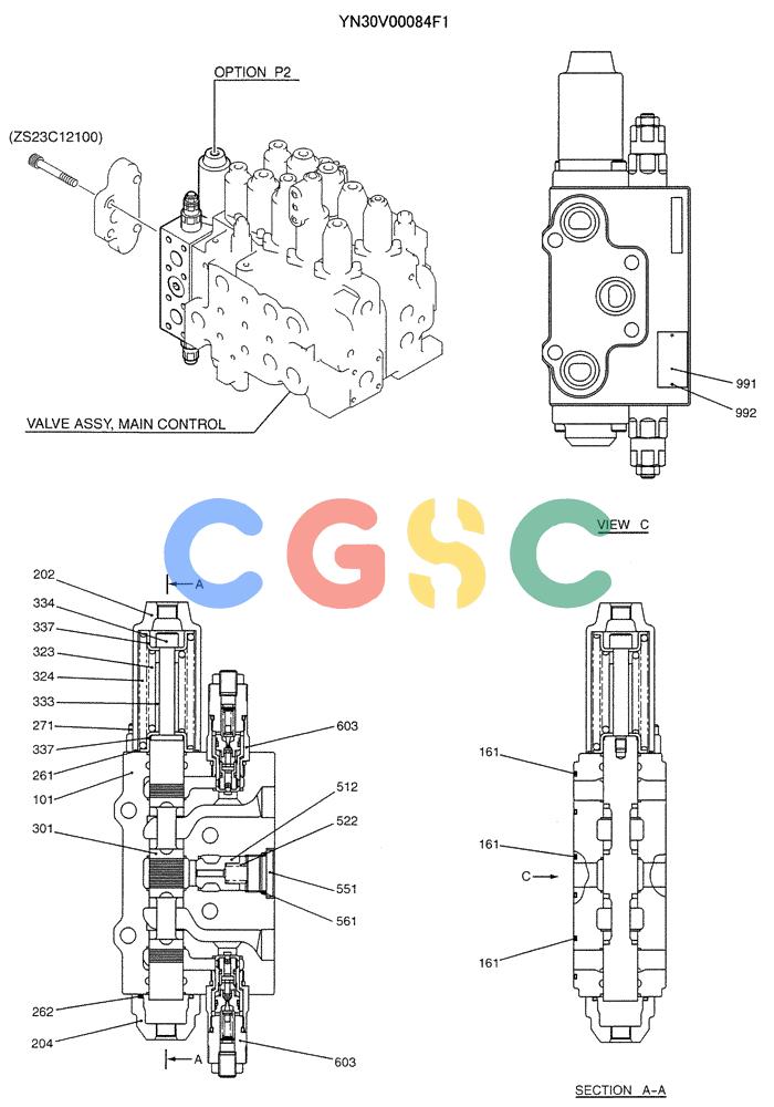 纽荷兰零件查询(E235SRLC) - CRAWLER EXCAVATOR BTW YU04-00837 - YU04-01417 (07-033) - VALVE ASSY, CONTROL (OPTION) New Holland Constructuion