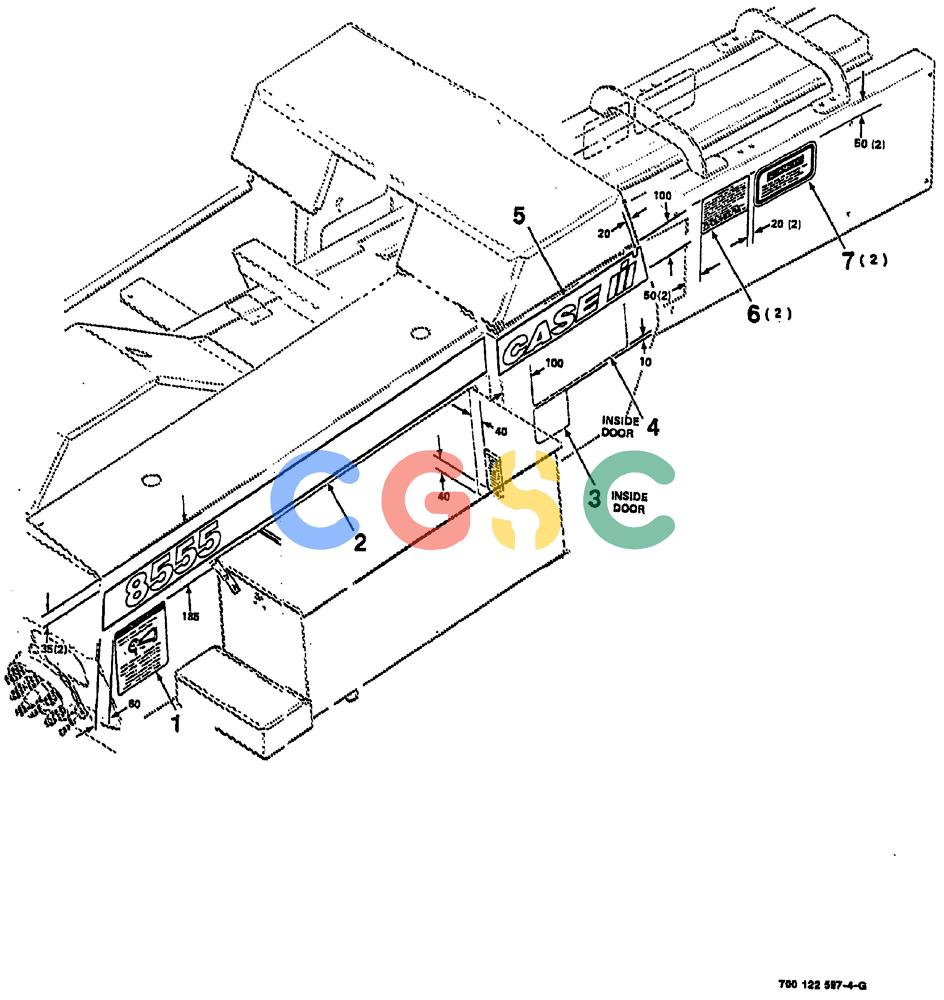 凯斯零件查询(8555) - CASE IH RECTANGULAR BALER (1/90-12/99) (09-08) - DECALS AND LOCATION DIAGRAM (LEFT) (S.N. CFH0046950 AND LATER) Case Agriculture