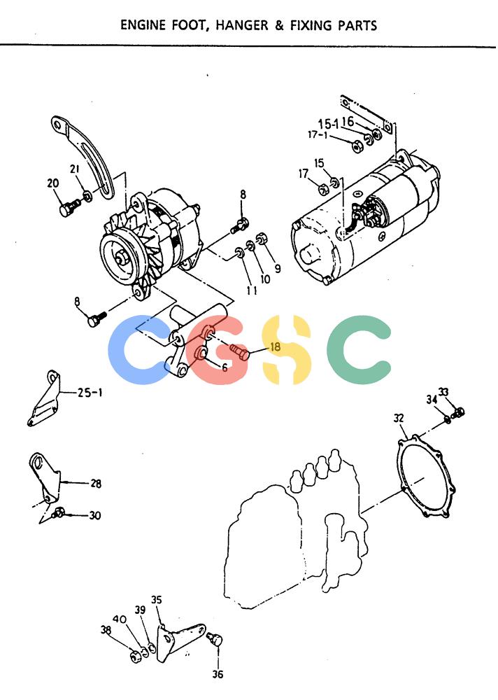 神钢零件查询(MD140C) - EXCAVATOR BTW YPU0301 - YPU0500 (1/80-12/06) (17-016) - ENGINE FOOT, HANGER & FIXING PARTS Kobelco