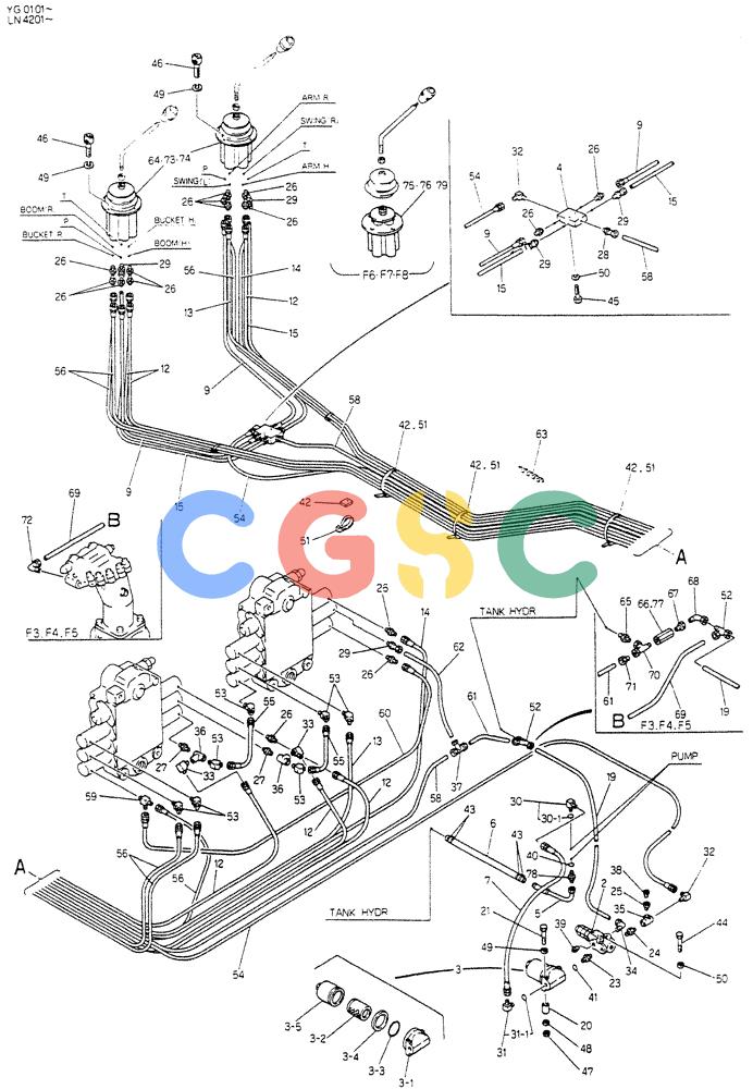 神钢零件查询(K907CLC) - EXCAVATOR BTW YG0101 - YG0500 (1/85-12/03) (03-005) - REMOTE-CONTROL ASSY Kobelco