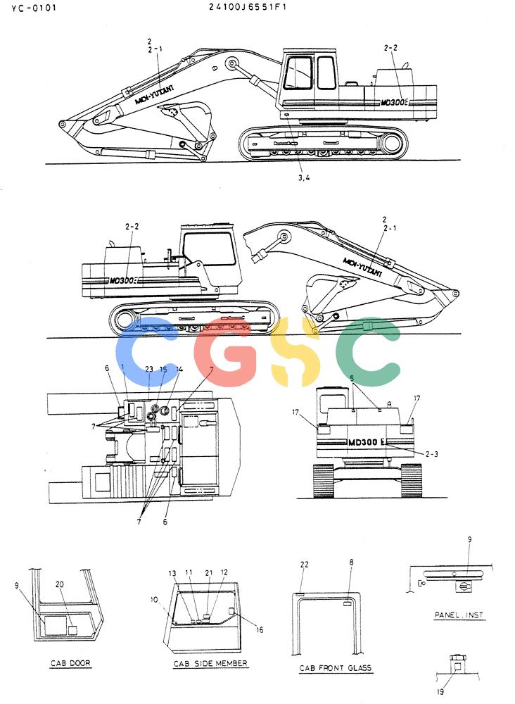 神钢零件查询(MD300LC) - EXCAVATOR BTW YC0101 - YC0300 (1/80-12/06) (08-041) - LABEL NAME-PLATE Kobelco