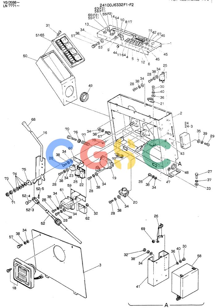 神钢零件查询(K907DLC) - EXCAVATOR ASN YG0501 (1/86-12/03) (05-014[02]) - PANEL ASSY INST P/N 24100J6332F1-F2 Kobelco