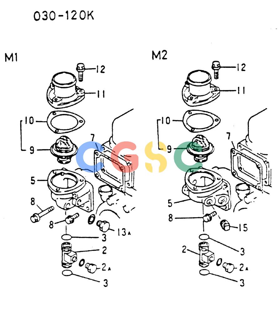 神钢零件查询(MD200C) - EXCAVATOR BTW YQU0701 - YQU2000 (1/80-12/06) (17-035) - WATER PIPE & THERMOSTAT 030-120K Kobelco