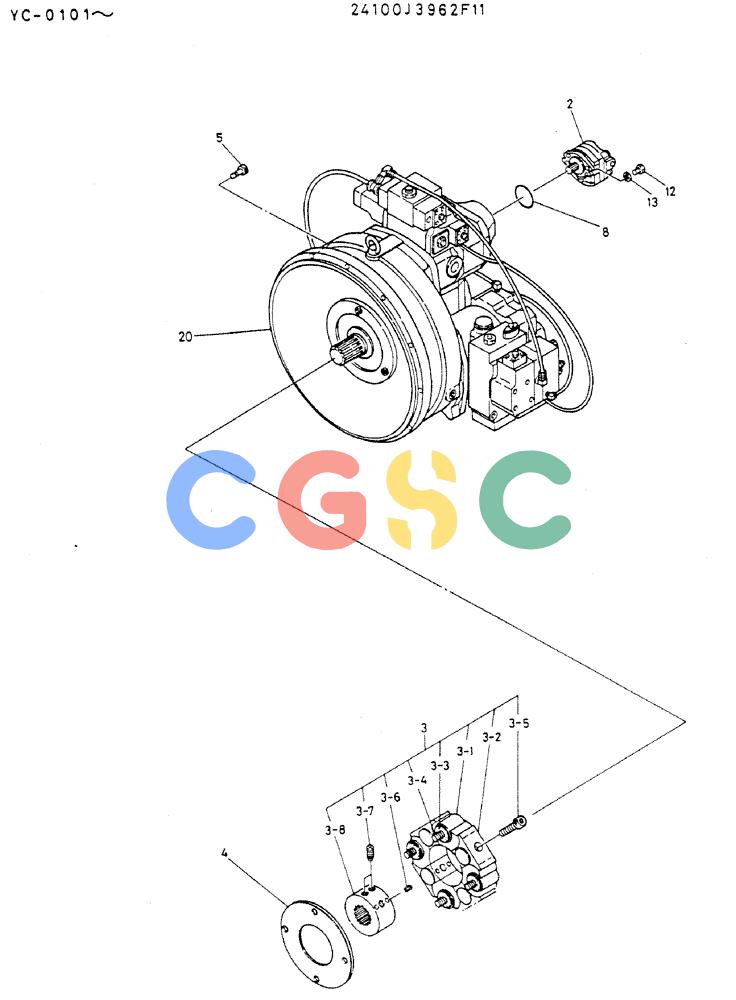 神钢零件查询(MD300LC) - EXCAVATOR BTW YC0101 - YC0300 (1/80-12/06) (05-005) - PUMP ASSY, CONNECT Kobelco