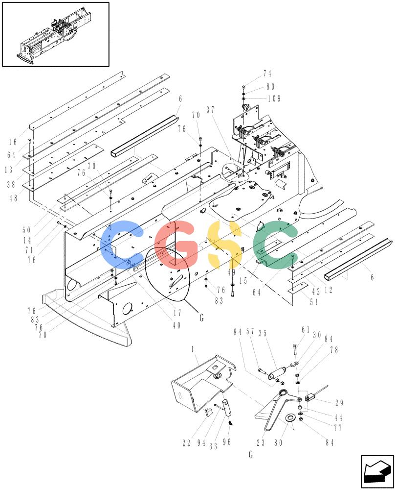 凯斯零件查询(SB531) - SMALL SQUARE BALER (9/08-12/15) (62.150.01[1]) - PLUNGER RAILS & SAFETY LATCH, SB531 Case Agriculture