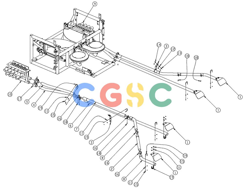 凯斯零件查询(437) - FLEX-AIR APPLICATOR (5/98-2/99) (04-003) - TUBES GROUP, MID, 2.5 Case Agriculture