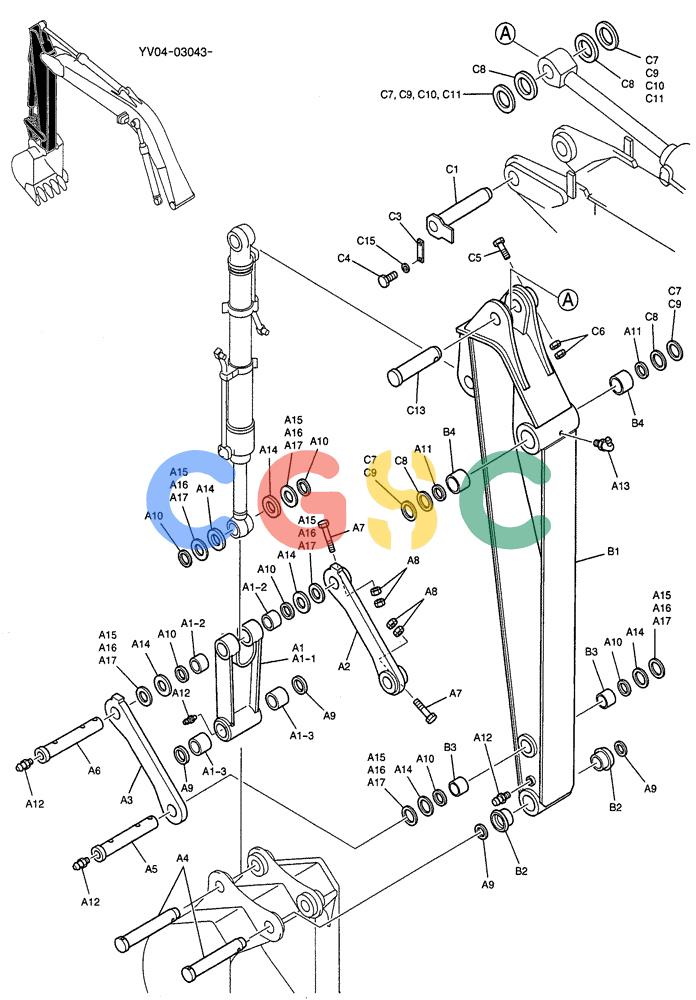 纽荷兰零件查询(E115SR) - CRAWLER EXCAVATOR ASN YV04-03043 (05-014) - ARM ASSY, SHORT 1.9 M New Holland Constructuion