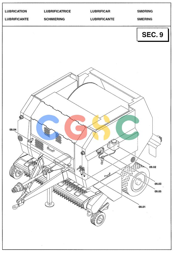 凯斯零件查询(RBX341) - SILAGE PACK ROUND BALER (3/03-12/05) (09.00[01]) - SECTION LIST 9 - LUBRICATION Case Agriculture