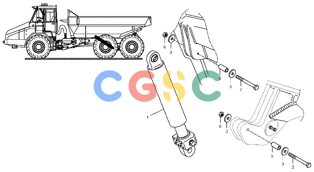 纽荷兰零件查询(AD300) - ARTICULATED DUMP TRUCK (1/01-) (5.800A[06]) - DUMPING SYSTEM - HOIST CYLINDER INSTALLATION New Holland Constructuion