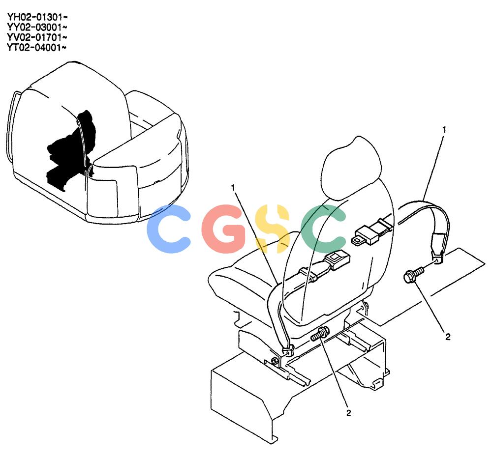 神钢零件查询(ED150) - BLADE RUNNER EXCAVATOR/DOZER BTW YL04-00501 - YL04-00554 (4/03-10/03) (01-039) - BELT ASSEMBLY, SEAT Kobelco