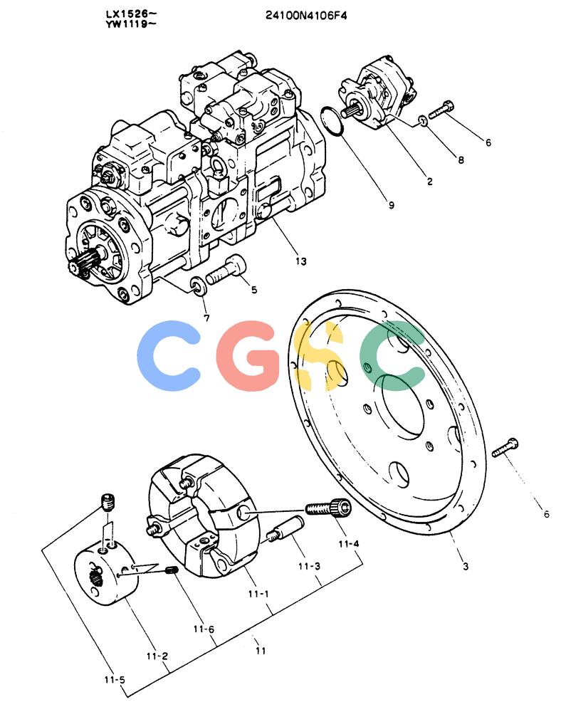神钢零件查询(K904L) - MARK II EXCAVATOR ASN LX1526 (1/88-12/03) (05-004) - PUMP ASSY, CONNECT Kobelco