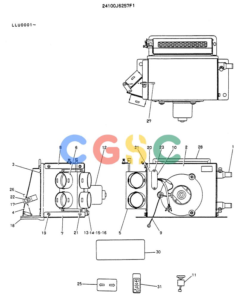 神钢零件查询(K909LC) - MARK II EXCAVATOR ASN LLU-0001 (1/87-12/03) (05-012) - HEATER ASSY Kobelco