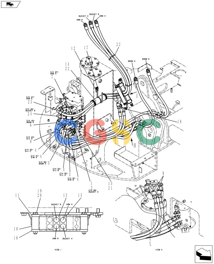 纽荷兰零件查询(E70BSR) - COMPACT CRAWLER EXCAVATOR ASN YT06-18001 (01-021[01]) - HYDRAULIC LINES, UPPER (NIBBLER & BREAKER + DOZER) New Holland Constructuion