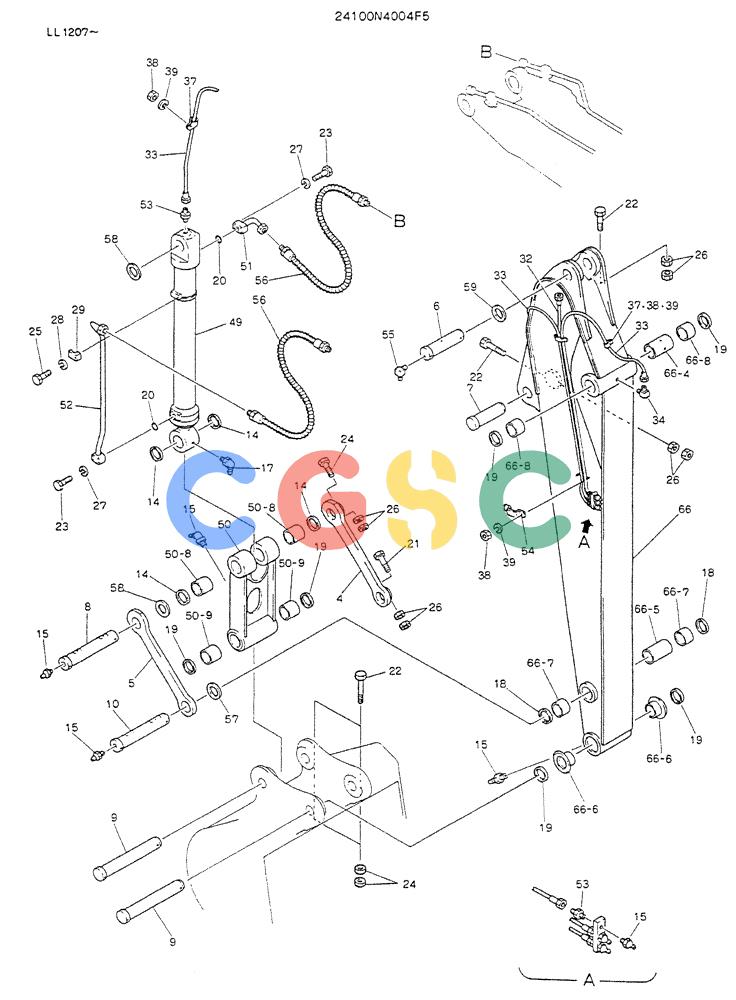 神钢零件查询(K909LC) - MARK II EXCAVATOR BTW LL1207 - LL1487 (1/87-12/03) (07-002) - ARM ASSY, 2.98M Kobelco