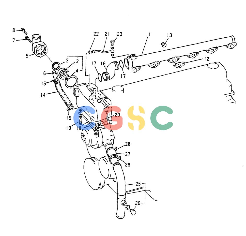 神钢零件查询(6DR5) - MITSUBISHI DIESEL ENGINE (1/06-12/06) (02-002) - WATER PIPE AND THERMOSTAT Kobelco