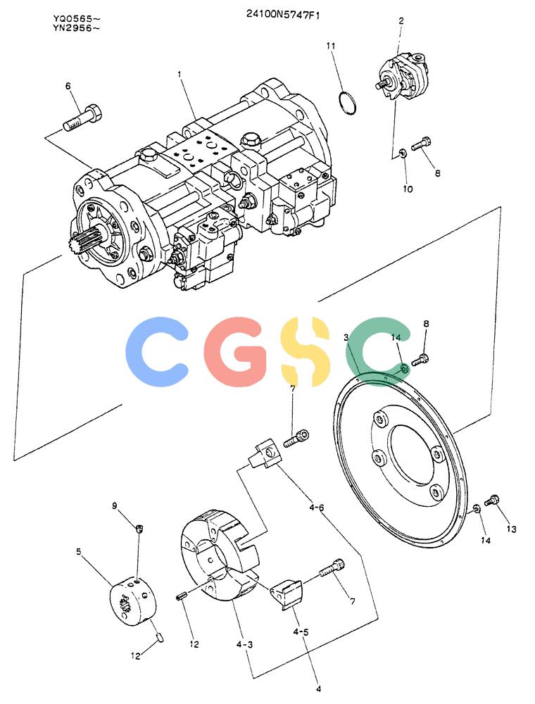 神钢零件查询(K907LC) - MARK II EXCAVATOR ASN YQ0565 (GLOBAL) (1/87-12/03) (05-004 ) - PUMP ASSY, CONNECT Kobelco