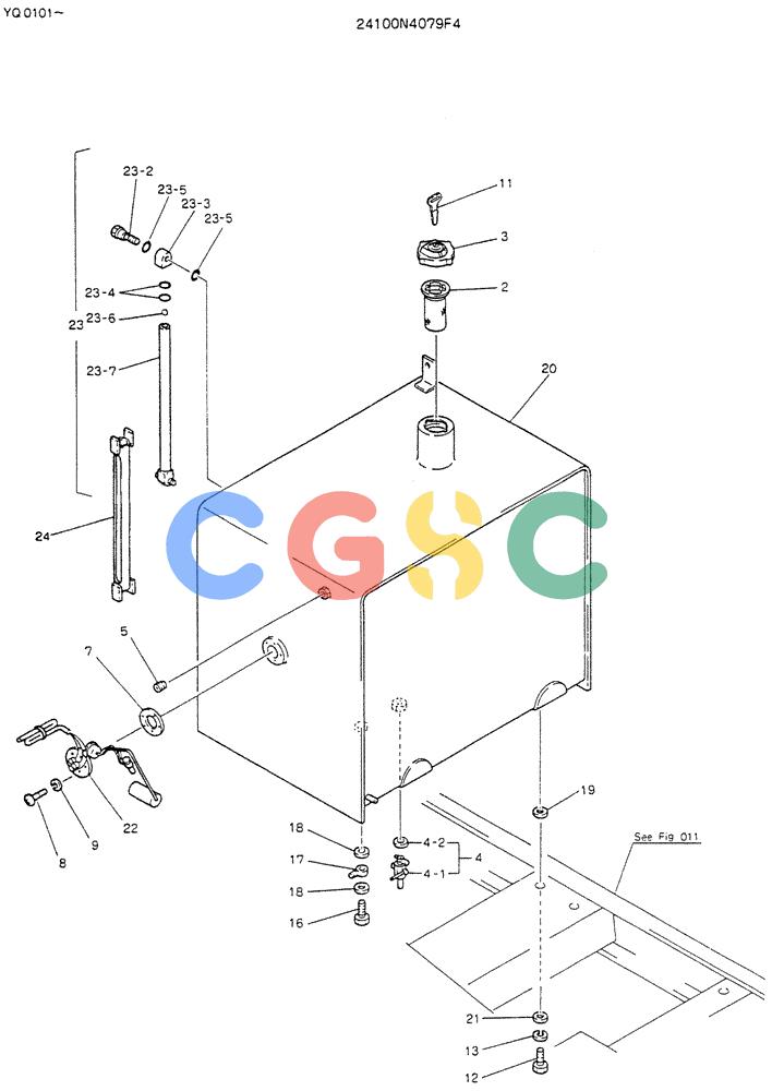 神钢零件查询(K907LC) - MARK II EXCAVATOR BTW YQ0101 - YQ0564 (1/87-12/03) (01-010) - TANK ASSY, FUEL Kobelco