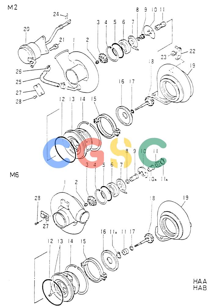 神钢零件查询(6D16-T) - MITSUBISHI DIESEL ENGINE - K907 & MD180LC (1/87-12/06) (01-028) - TURBO-CHARGER (INNER PARTS) Kobelco