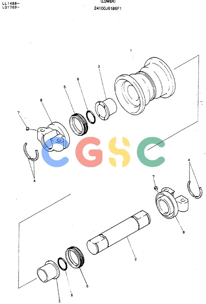 神钢零件查询(MD240BLC) - EXCAVATOR ASN LL1488 (1/80-12/06) (06-003) - ROLLER ASSY (LOWER) Kobelco