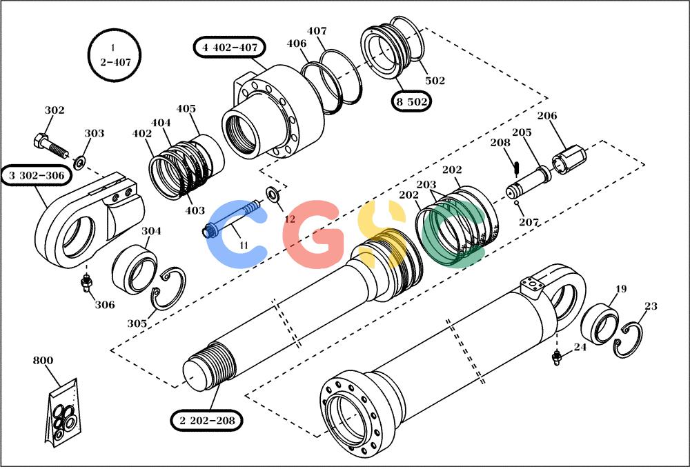 纽荷兰零件查询(EC130) - CRAWLER EXCAVATOR (4/99-) (24.032[001]) - STICK CYLINDER (S/N 11701-12057) New Holland Constructuion