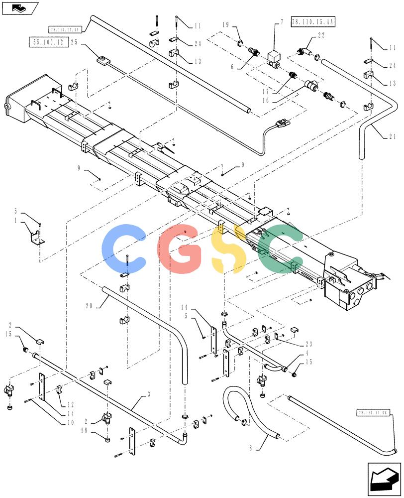 凯斯零件查询(810) - FLEX-AIR APPLICATOR - 2012 (2/12-) (78.110.14.DA) - BOOM PLUMBING, 70', 2.5" TUBES, LH, INNER Case Agriculture