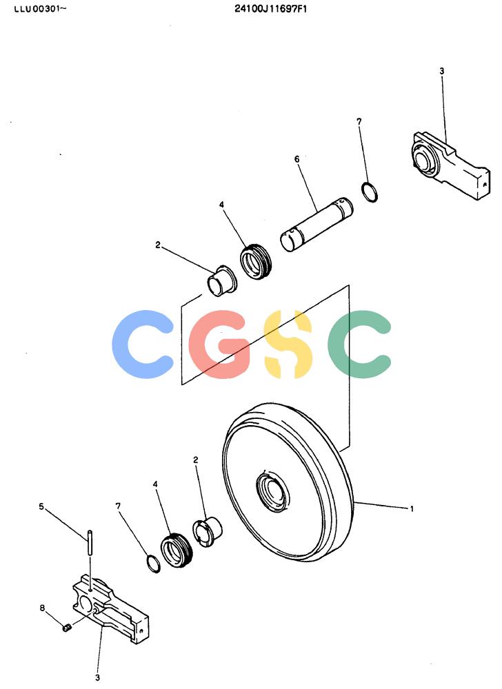 神钢零件查询(MD240C) - EXCAVATOR BTW LLU0301 - LLU0600 (1/80-12/06) (07-002) - IDLER ASSY - 24100J11697F1 Kobelco