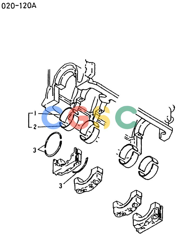 神钢零件查询(K907LC) - MARK II EXCAVATOR BTW YQU0001 - YQU0400 (1/87-12/03) (12-002) - CRANKSHAFT BEARING Kobelco