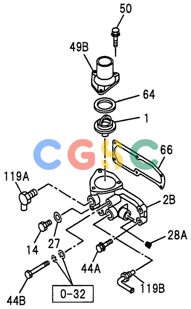 纽荷兰零件查询(E135SR) - CRAWLER EXCAVATOR ASN YY04-06254 (08-014) - THERMOSTAT AND HOUSING New Holland Constructuion