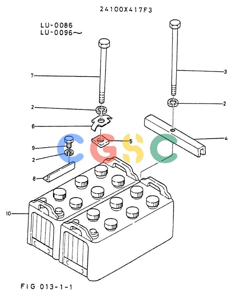 神钢零件查询(K935) - EXCAVATOR SUPPLEMENT ASN LU00154 (1/76-12/03) (01-004) - MOUNT ASSY, BATTERY ( 150 AH) Kobelco