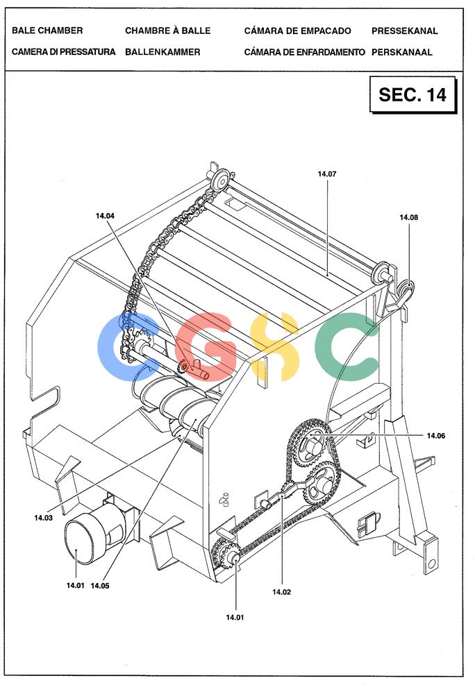 凯斯零件查询(RBX341) - SILAGE PACK ROUND BALER (3/03-12/05) (14.00[01]) - SECTION LIST 14 - BALE CHAMBER Case Agriculture