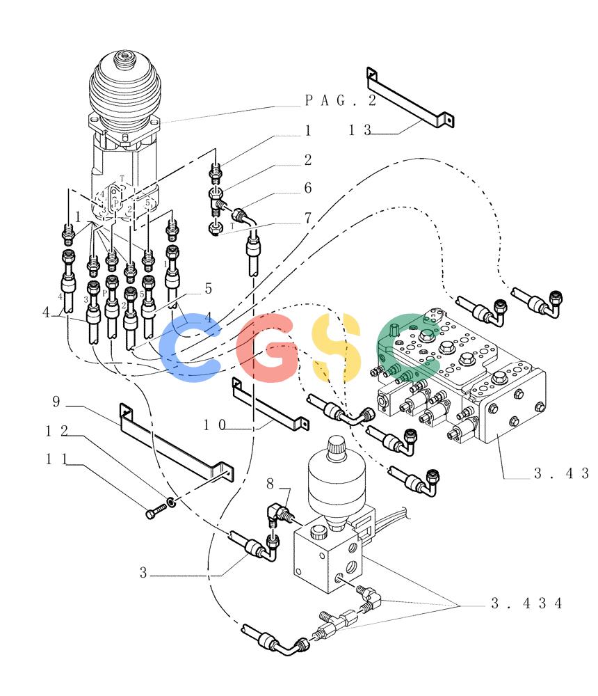 纽荷兰零件查询(DC180PS) - CRAWLER DOZER (11/00-) (3.437[02A]) - CONTROL VALVE LINKAGE - PIPING - VERSION (02-03) New Holland Constructuion