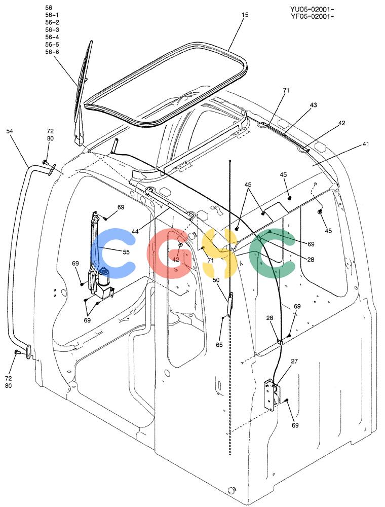 纽荷兰零件查询(E235BSRNLC) - CRAWLER EXCAVATOR ASN YU05-02001 (01-043[02]) - CAB ASSY, P/N YY02C00008F1 New Holland Constructuion