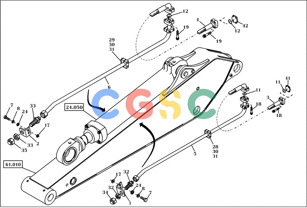 纽荷兰零件查询(EC450) - CRAWLER EXCAVATOR (SN: 750001-UP) (11/99-) (61.080[001]) - HYDRAULIC SYSTEM STICK HAMMER ATTACHMT. 3,4M (OPTION) (S/N 750017-750017) New Holland Constructuion