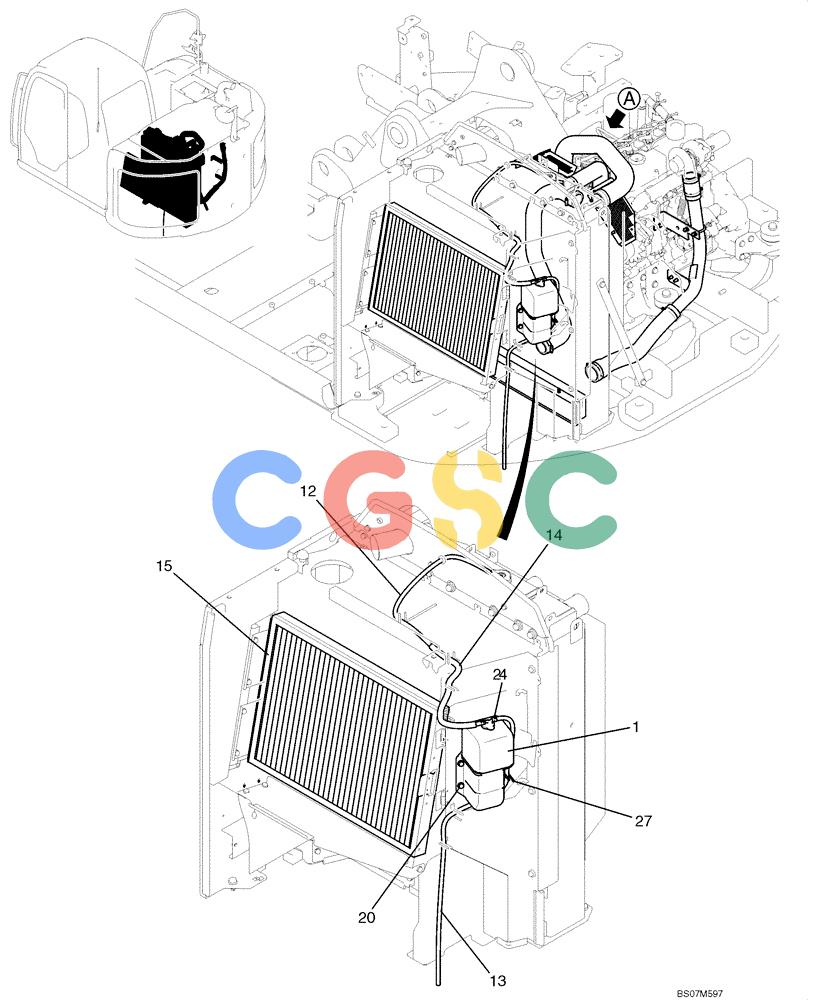 纽荷兰零件查询(E135B) - CRAWLER EXCAVATOR TIER 3 - ASN YH05-07001 (N8TA13006) (1/08-) (02-07[01]) - RADIATOR GROUP (YY05P00026F1), PAGE 1 OF 2 New Holland Constructuion