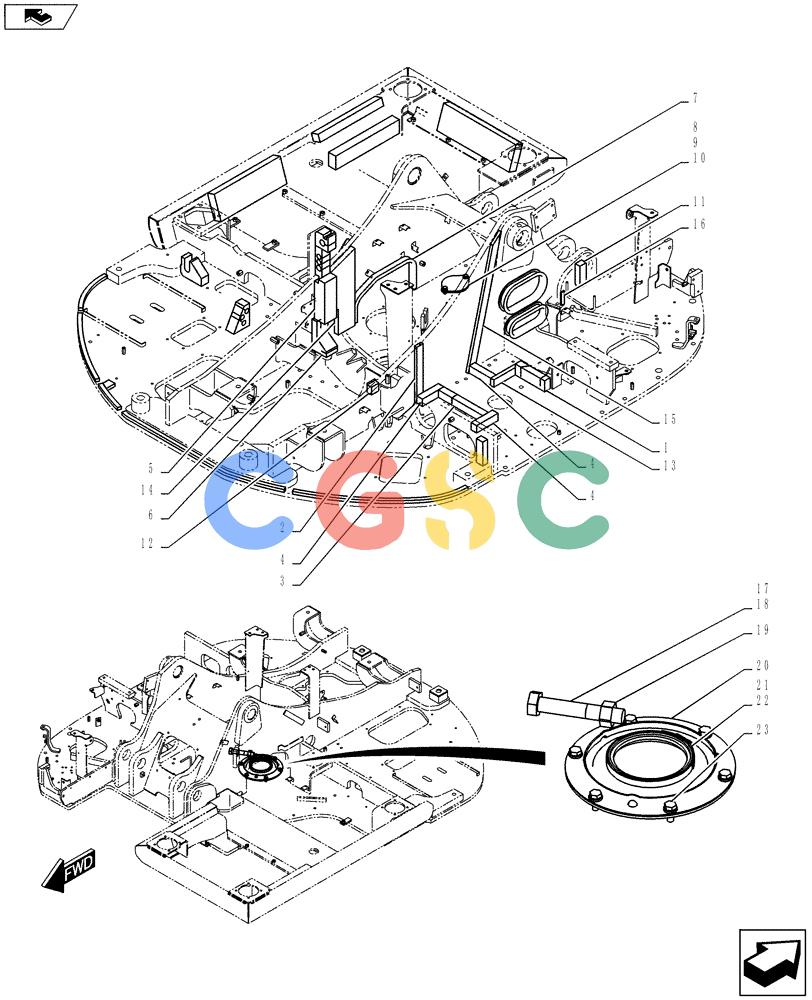 纽荷兰零件查询(E135BSRLC) - CRAWLER EXCAVATOR ASN YH06-08001 (01-002[02]) - FRAME GROUP, UPPER New Holland Constructuion
