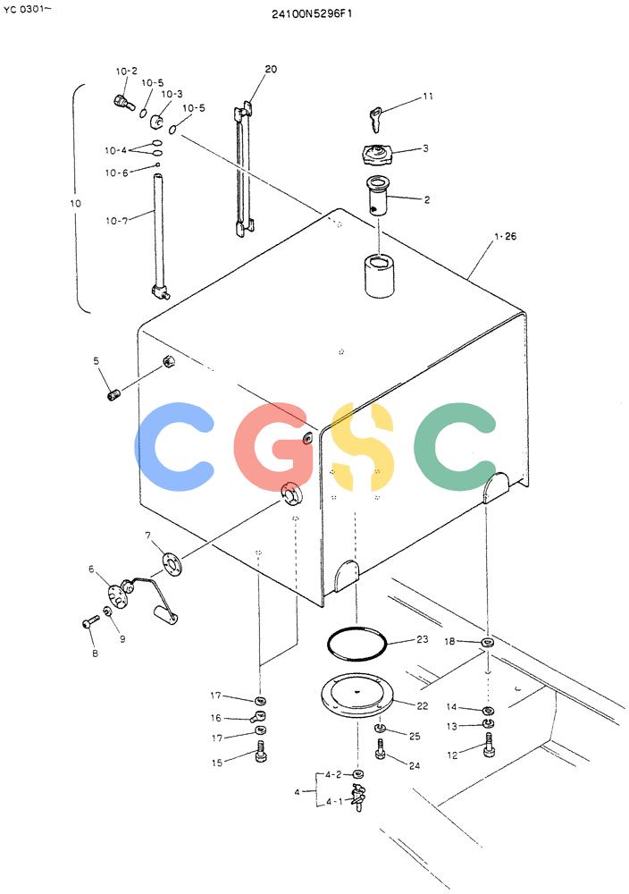 神钢零件查询(K912LC) - MARK II EXCAVATOR ASN YC0301-0737 (1/88-12/03) (01-005) - TANK ASSY, FUEL Kobelco