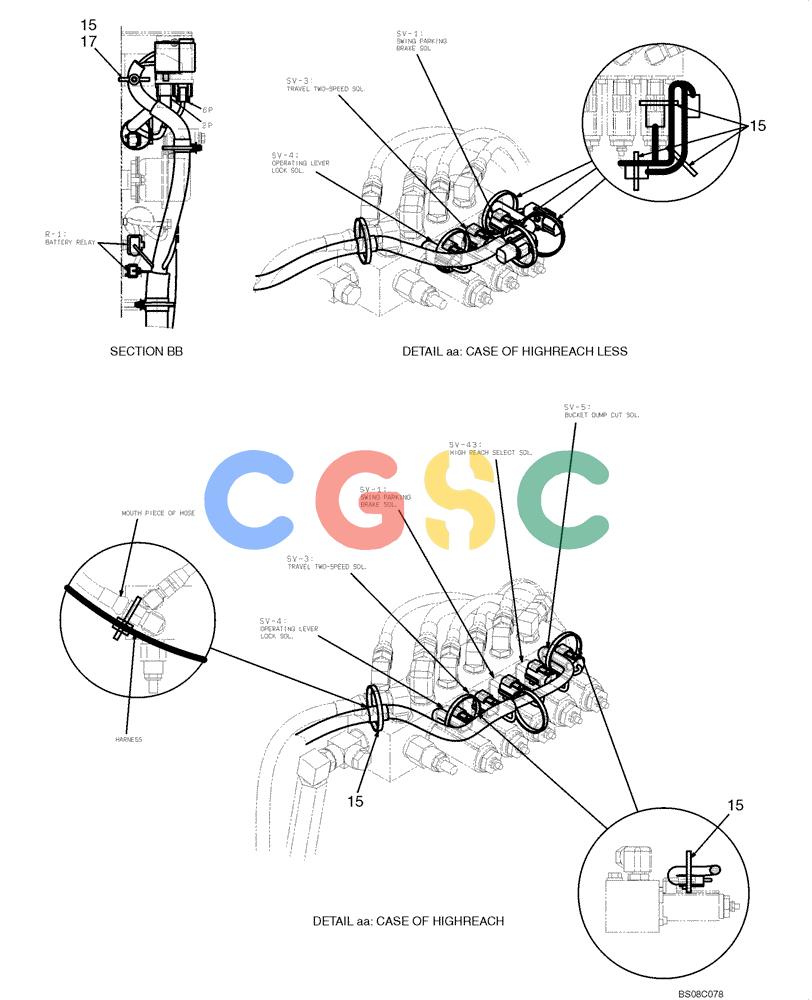 纽荷兰零件查询(E70BSR) - COMPACT CRAWLER EXCAVATOR BTW YT05-15001 - 18000 (NA) (4/08-) (02-73-00[02]) - HARNESS ASSEMBLY, UPPER (YT13E00048F1), PAGE 2 OF 12 New Holland Constructuion