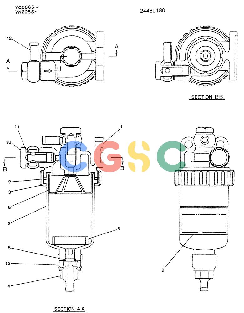 神钢零件查询(K907LC) - MARK II EXCAVATOR ASN YQ0565 (GLOBAL) (1/87-12/03) (05-008) - FILTER ASSY Kobelco