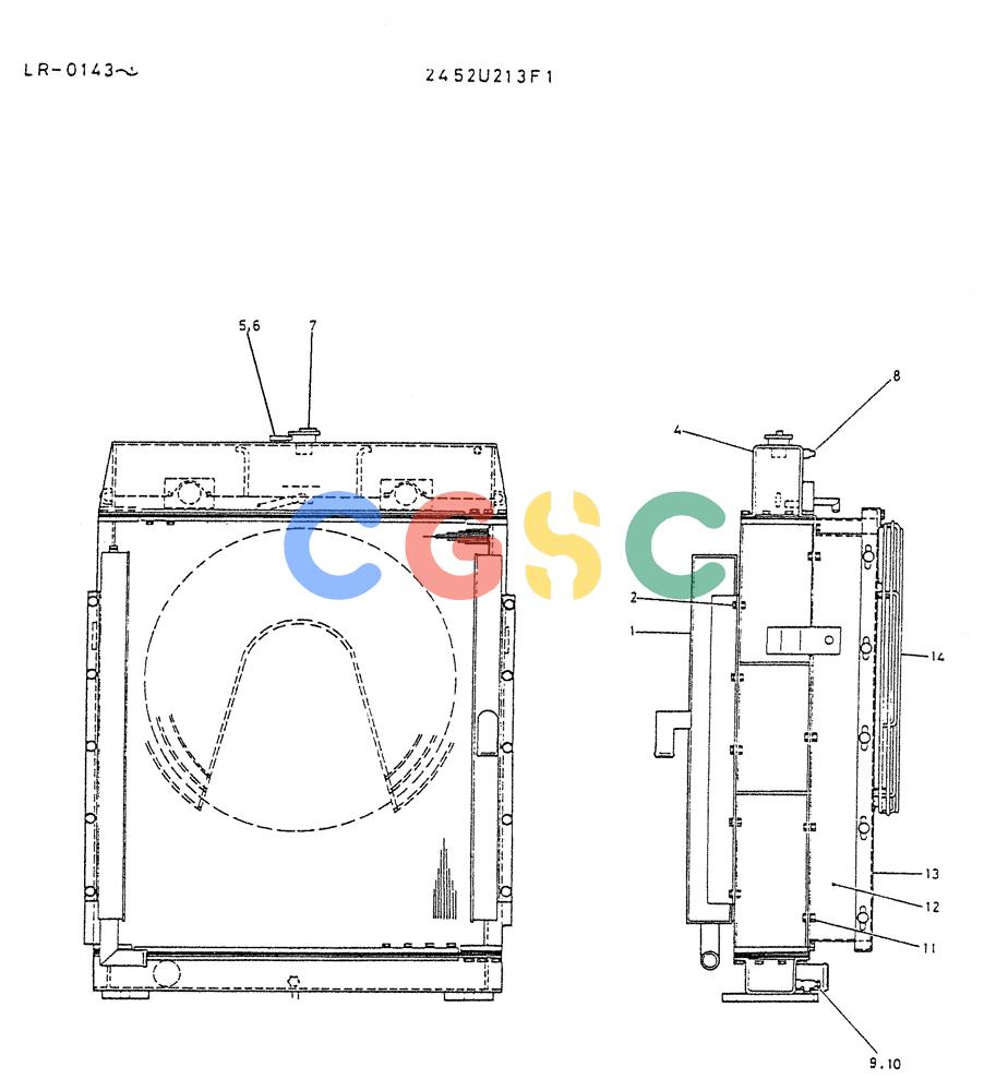 神钢零件查询(K914) - EXCAVATOR ASN LR-0143 (1/79-12/03) (07-009) - RADIATOR ASSY (GM ENG MOUNT) Kobelco