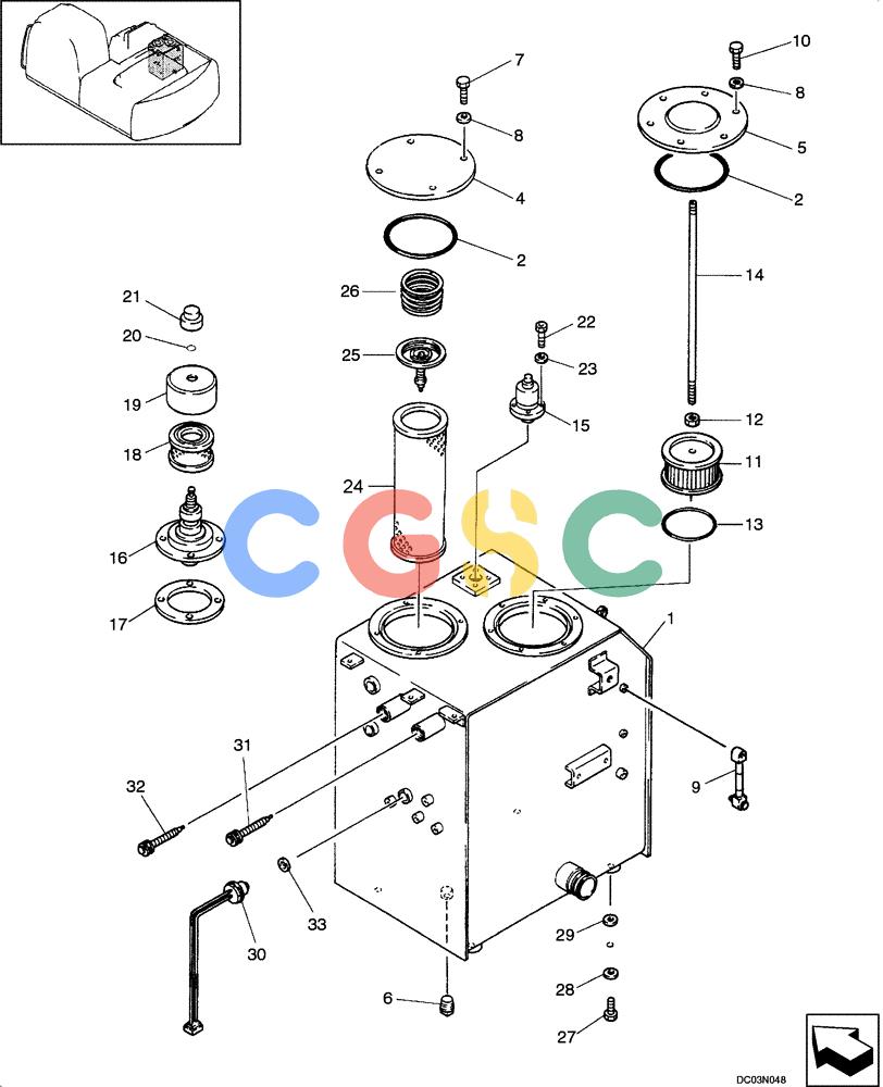 纽荷兰零件查询(EH160) - CRAWLER EXCAVATOR (9/03-) (08 -00[00]) - HYDRAULIC TANK ASSY (YM33H00019F2) New Holland Constructuion