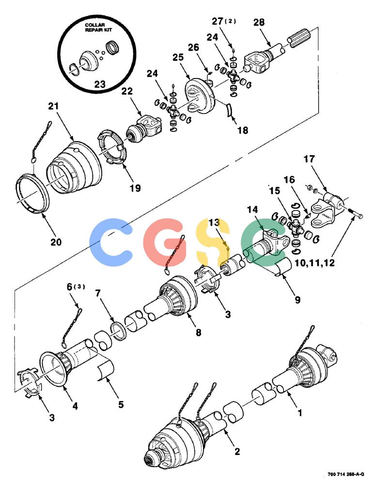 凯斯零件查询(8465T) - CASE IH ROUND BALER W/TRACTOR HYDRAULICS (1/91-12/97) (2-04) - IMPLEMENT DRIVELINE ASSEMBLY, 540 RPM, NEAPCO, SERIAL NUMBER CFH0074856 AND LATER Case Agriculture