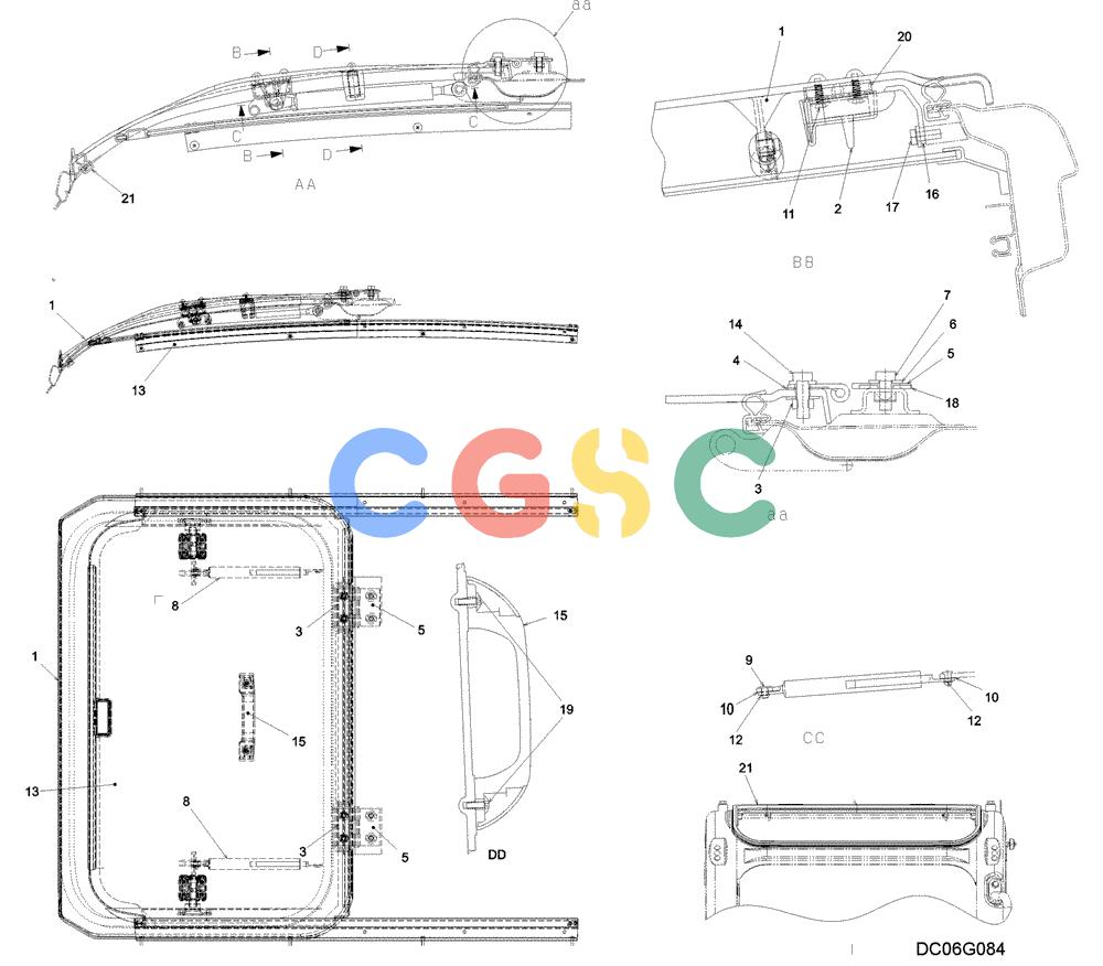 纽荷兰零件查询(E215B) - CRAWLER EXCAVATOR - TIER 3 (NA) - ASN N7DA21001 (1/07-) (1.053[00]) - WINDOW, ROOF (YN02C03654F1), USED AFTER DATE 06/09/2006 - UP New Holland Constructuion