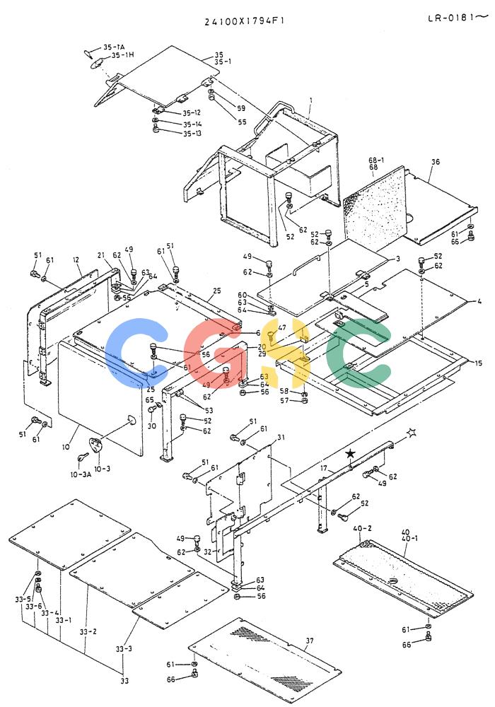 神钢零件查询(K914) - EXCAVATOR ASN LR-0143 (1/79-12/03) (02-022 [02]) - GUARD ASSY (FOR SILENT TYPE) P/N 24100X1794F1 Kobelco