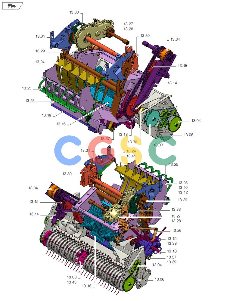 凯斯零件查询(LB433R) - BIG RECTANGULAR BALER 'ROTOR CUTTER' (9/08-12/12) (13.00[03]) - PICTORIAL OVERVIEW 3/3 - FEEDER Case Agriculture