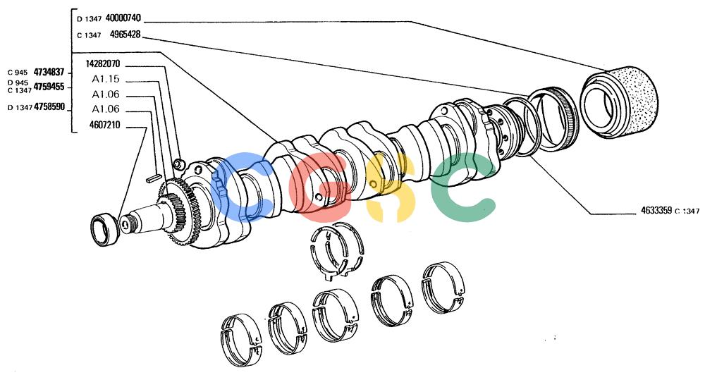 纽荷兰零件查询(FD20) - CRAWLER DOZER (A1.03[001]) - CRANKSHAFT AND FLYWHEEL New Holland Constructuion