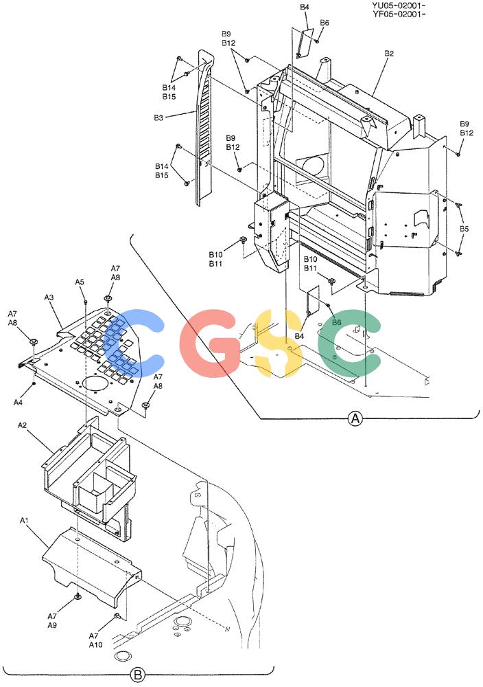 纽荷兰零件查询(E235BSRNLC) - CRAWLER EXCAVATOR ASN YU05-02001 (01-053[02]) - GUARD INSTAL, P/N YF21C00022F1 New Holland Constructuion