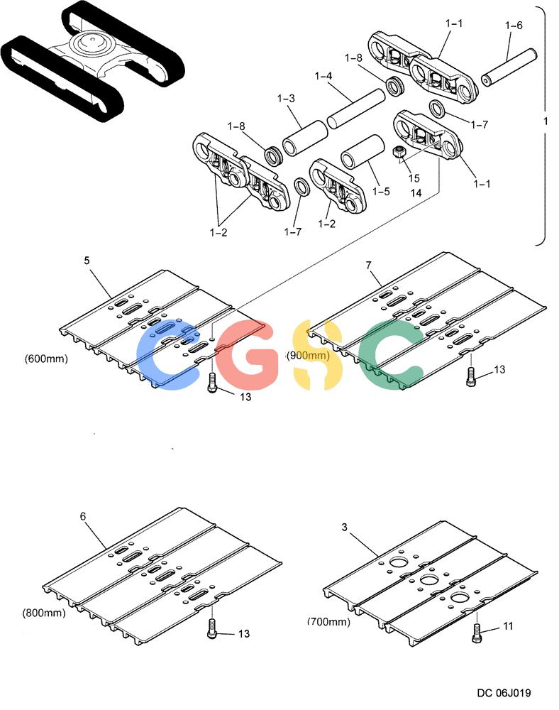 纽荷兰零件查询(E215B) - CRAWLER EXCAVATOR - TIER 3 (NA) - ASN N7DA21001 (1/07-) (6.007[00]) - SHOE ASSEMBLY (HIGH & WIDE) (YN60DU0005F1, F2, F3 & F4) New Holland Constructuion