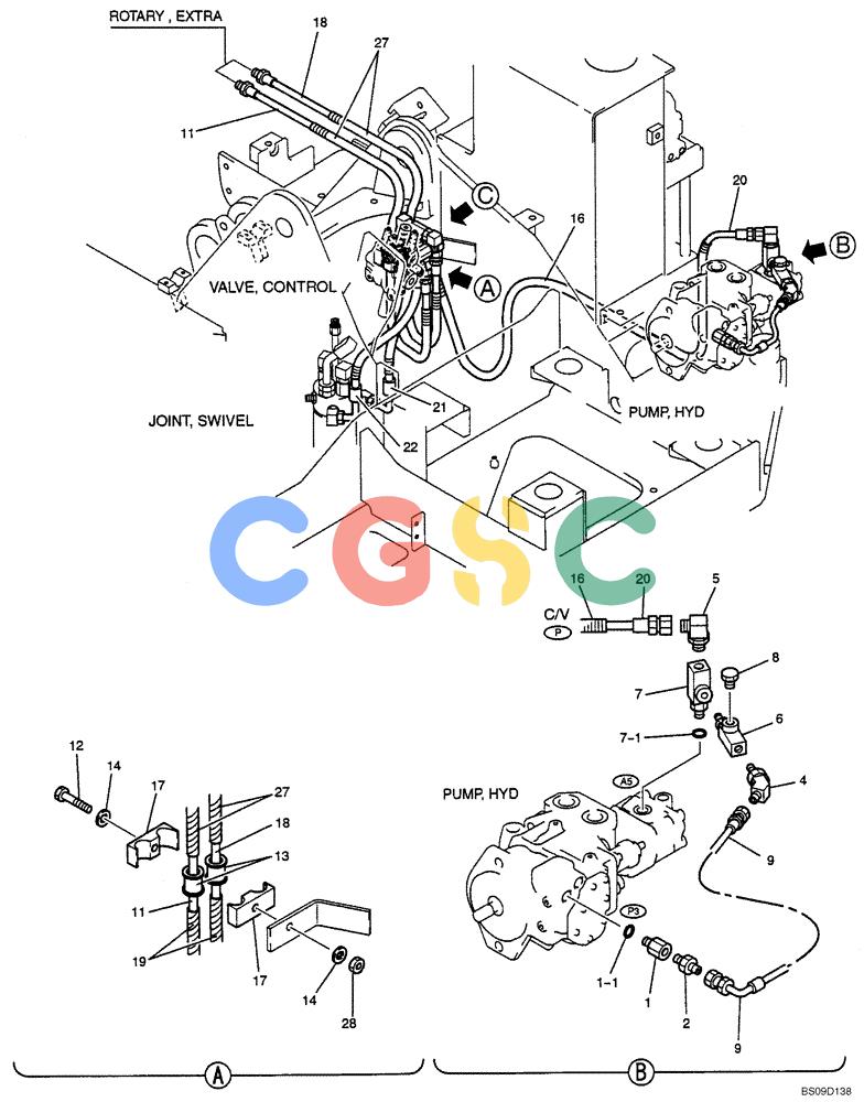 神钢零件查询(NIBBLER) - & BREAKER - SK70SR-1E SHORT RADIUS EXCAVATOR ASN YT02-04001 (4/03-12/04) (06-019[01]) - UPPER HYDRAULIC LINES (ROTARY, NIBBLER & BREAKER, DOZER), (YT03H00032F2), PAGE 1 OF 2 Kobelco