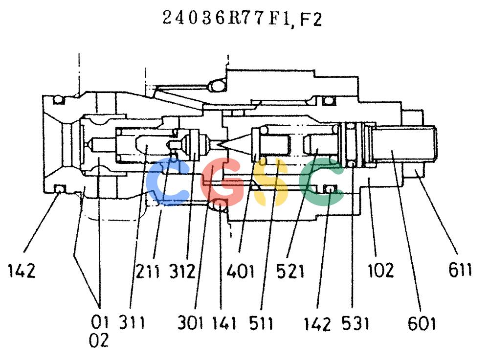 神钢零件查询(K907LC) - MARK II EXCAVATOR ASN YQ0565 (GLOBAL) (1/87-12/03) (11-065) - RELIEF VALVE, PORT Kobelco